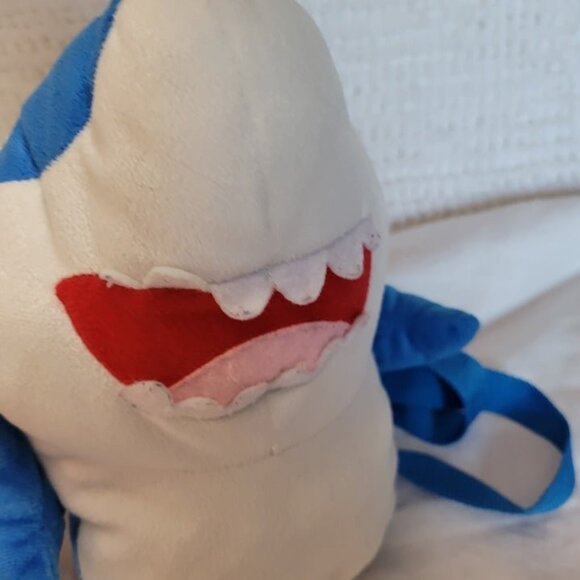 Tom's Toy Plush Shark vintage handled children's w/pouch kid's Stuffed Animal - Picture 3 of 9